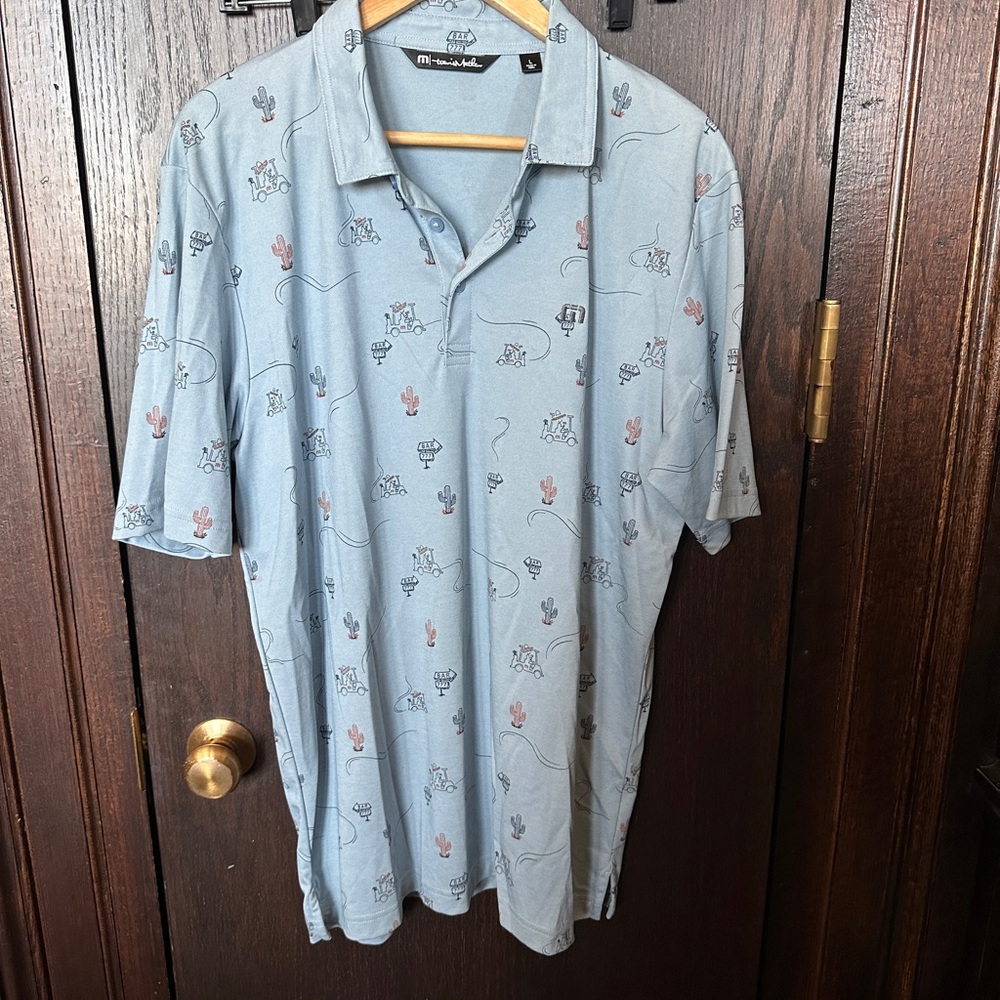 Travis Mathew Blue Polo Shirt Lightweight Casual